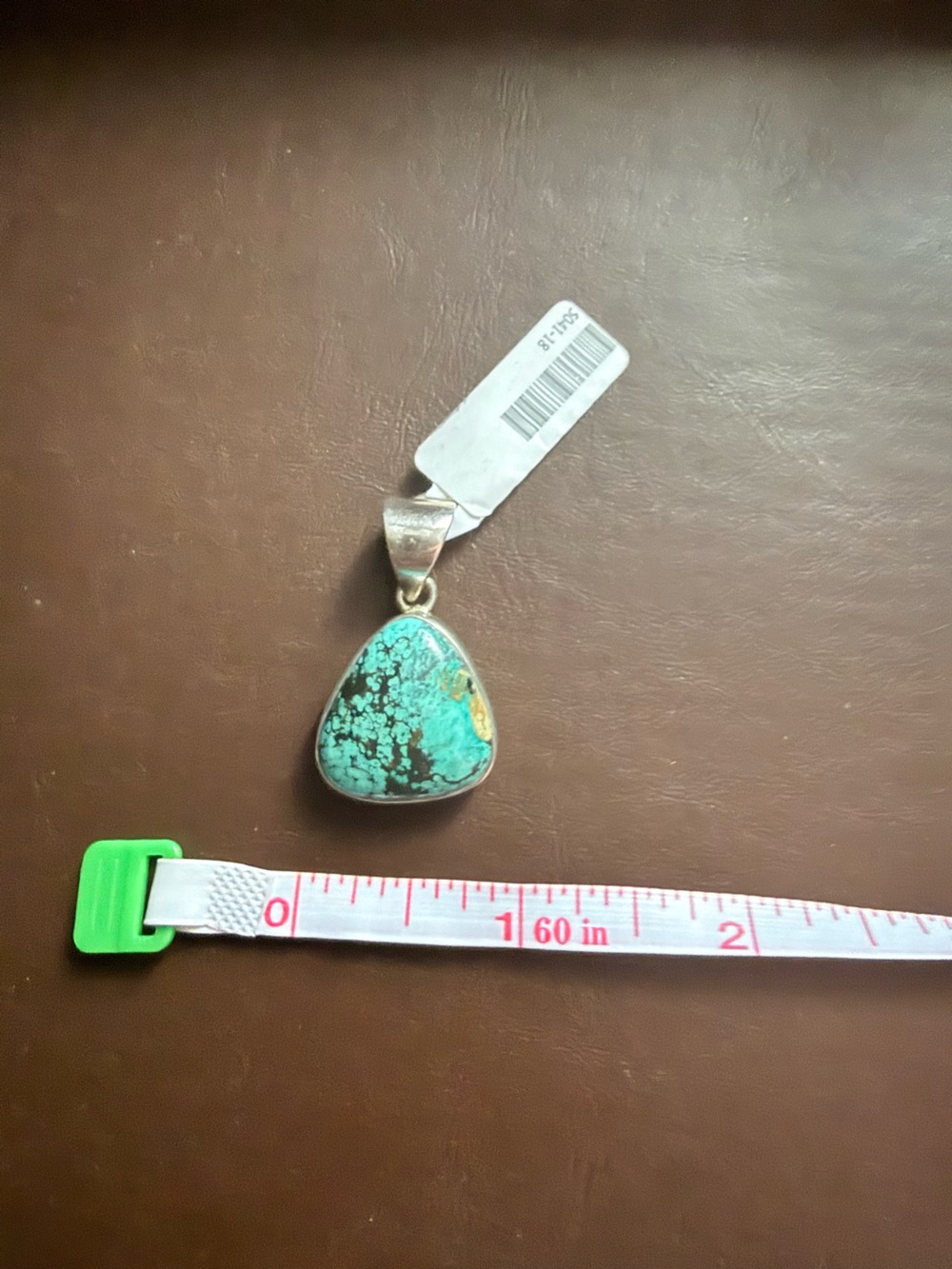 Vintage Sterling Silver Turquoise Pendant | Natural Matrix Stone | Southwestern - Picture 3 of 11